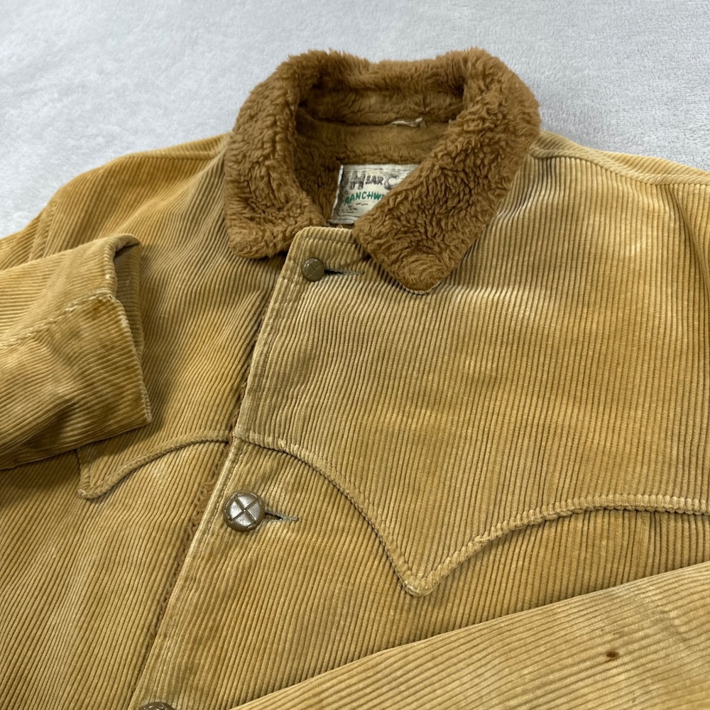 H Bar C Ranchwear Jacket Men XL Tan Western Ranch Coat Corduroy Sherpa Lined
